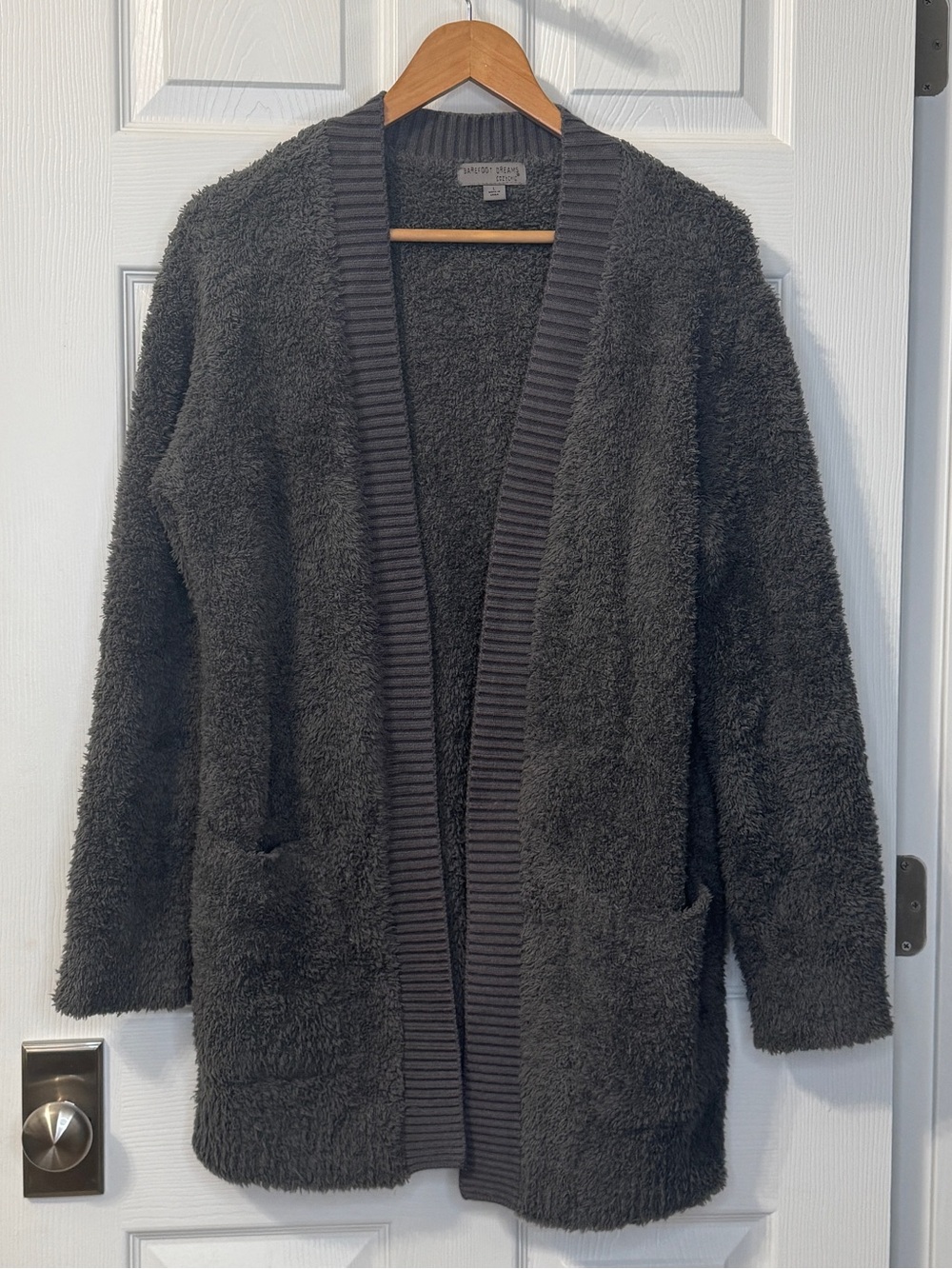 Barefoot Dreams CozyChic Ribbed Knit Trim Open Front Cardigan size Large